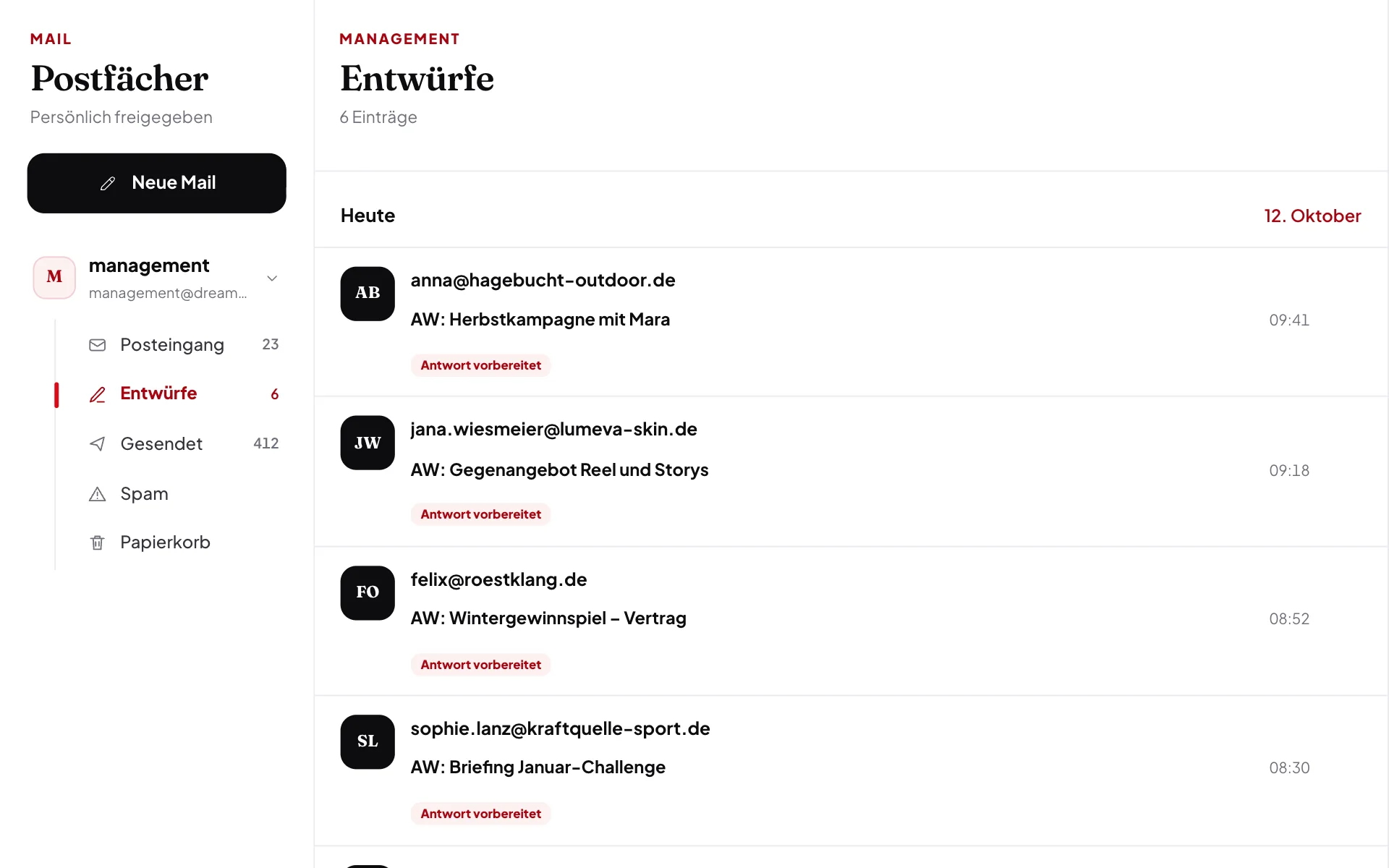 Management OS: Entwürfe zu sechs Anfragen
